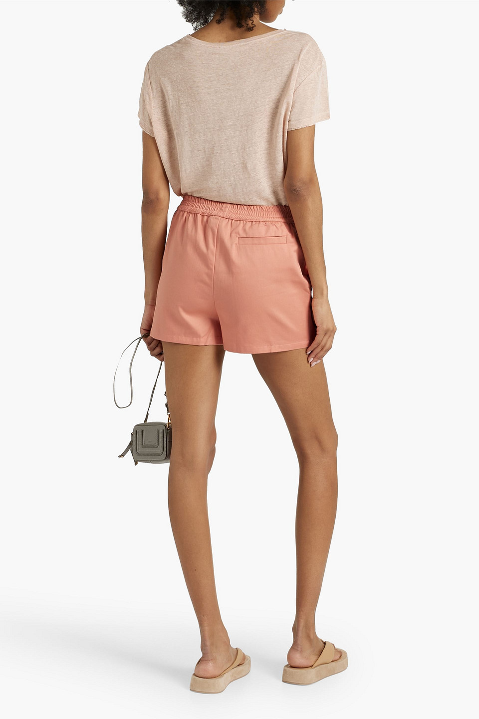 Paradised + Net Sustain Prim Cotton-twill Shorts In Peach