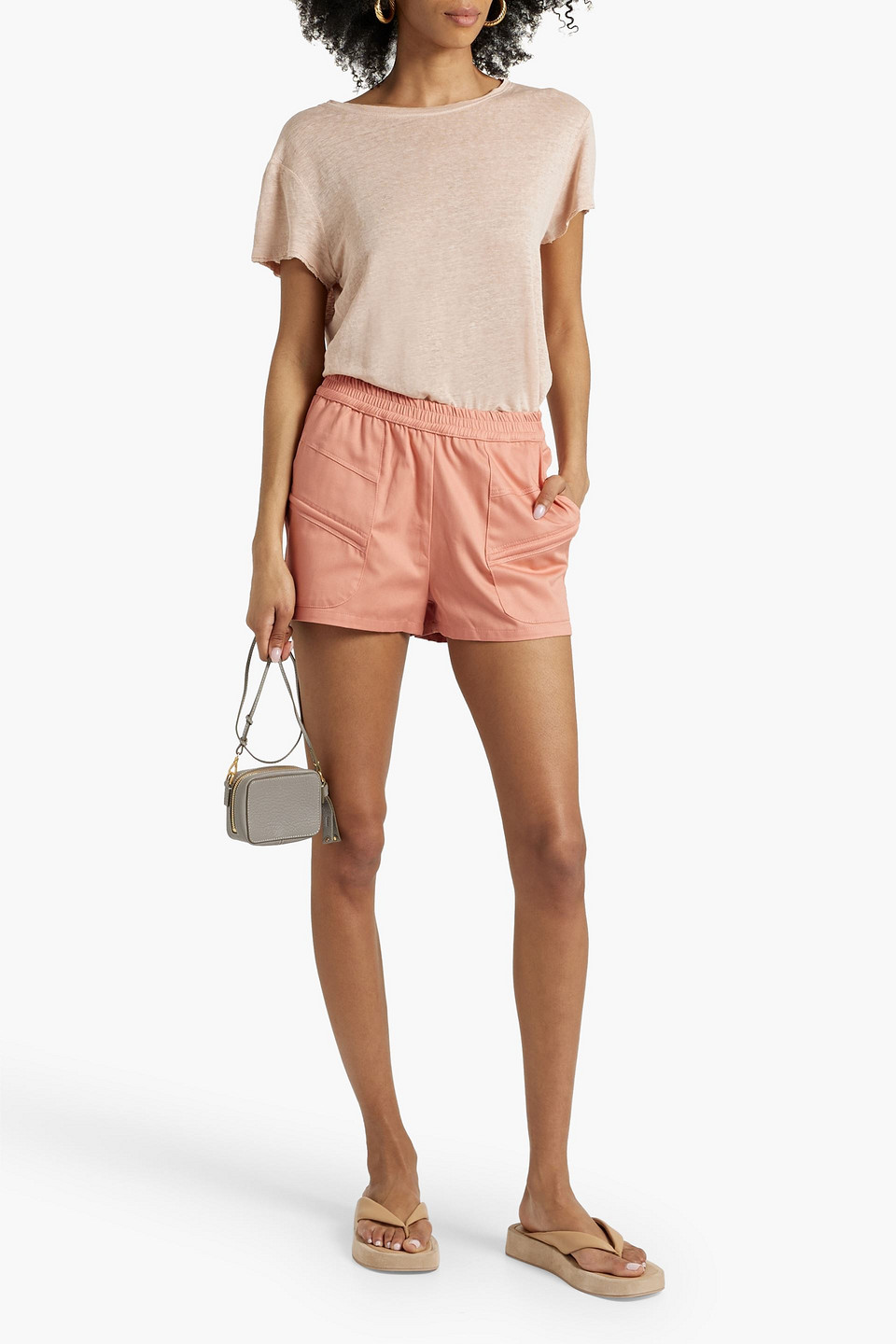 Shop Paradised Prim Cotton-twill Shorts In Peach