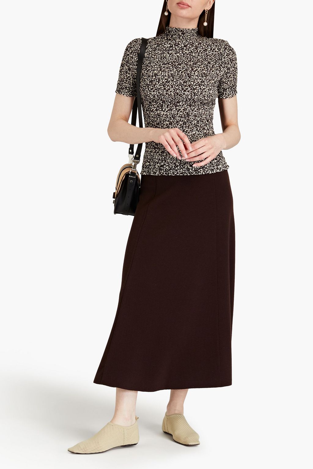 PROENZA SCHOULER PSWL Shirred printed crepe top