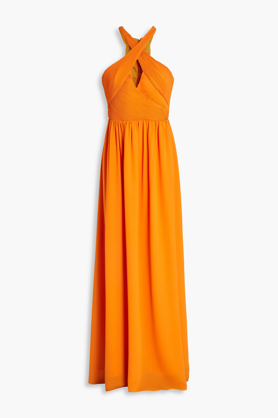 One33 Social Gerafftes Maxikleid Aus Plissiertem Chiffon In Orange