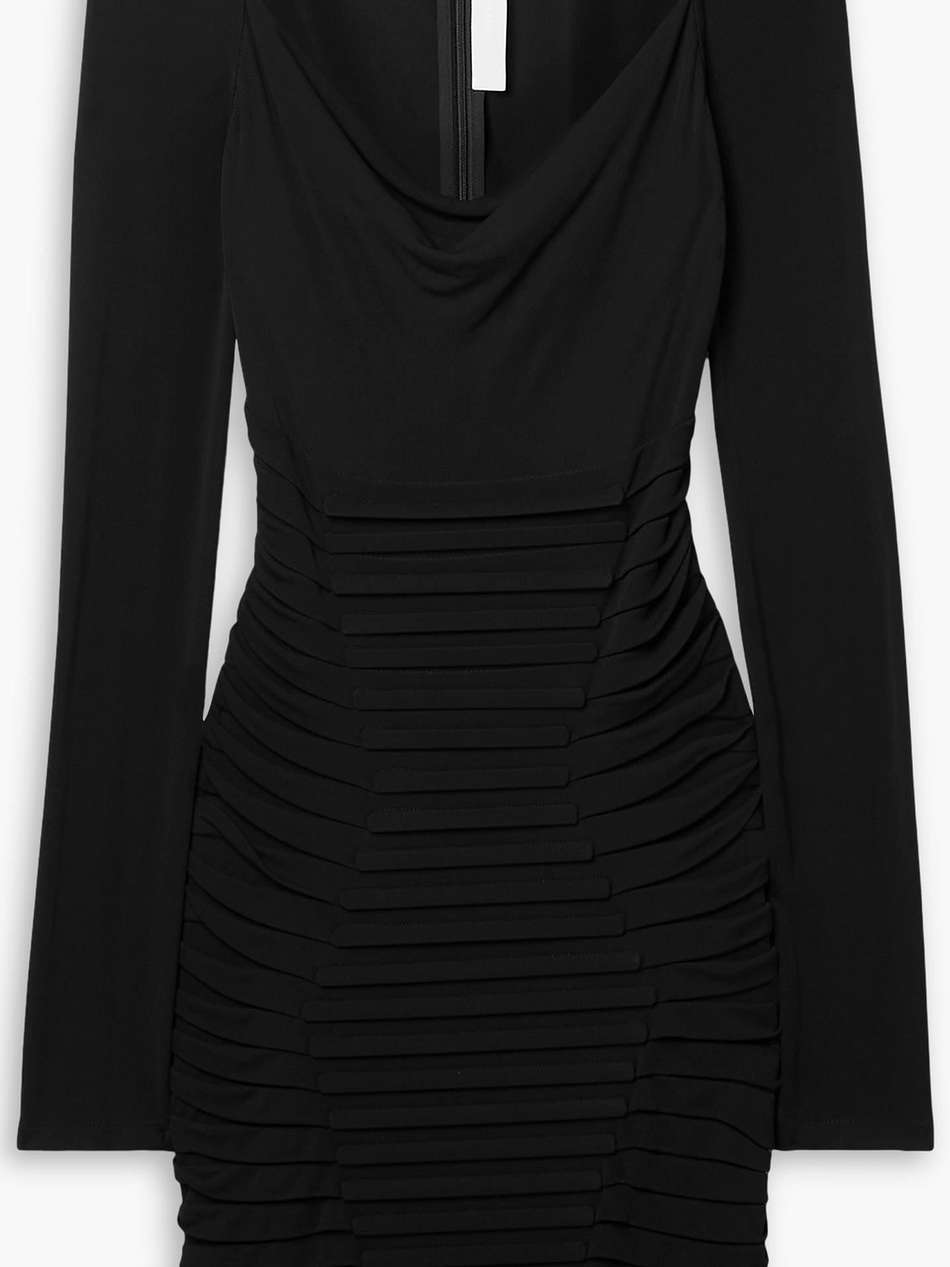 pintucked stretch-jersey mini dress
