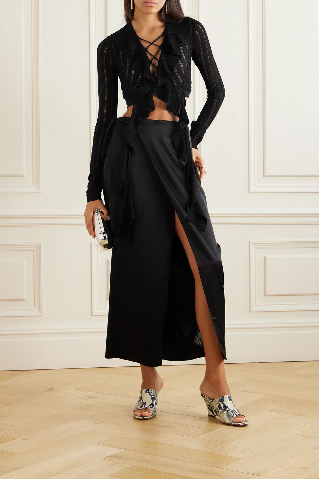 DION LEE قميص قصير بحبكة بوانتيل وكشاكش