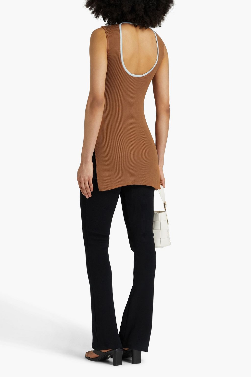 STAUD Apres cutout ribbed-knit turtleneck top