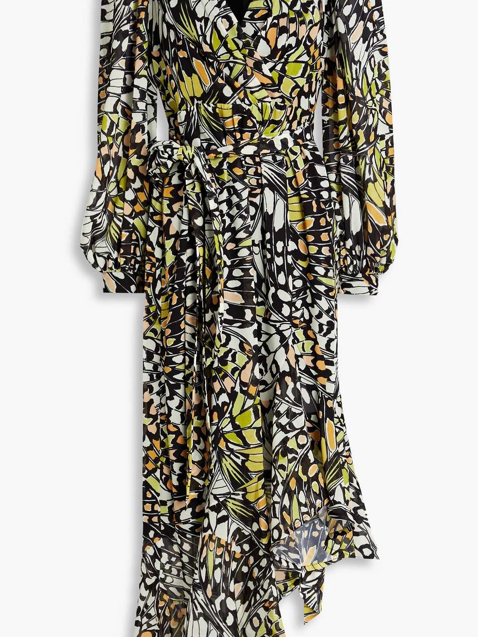 wrap-effect printed chiffon dress