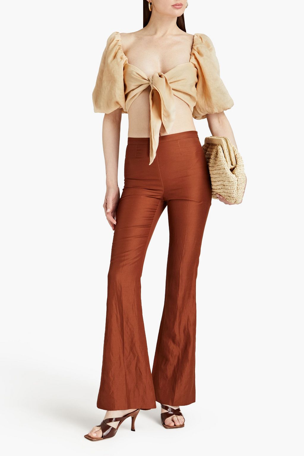 FAITHFULL Idrissy cropped linen wrap top