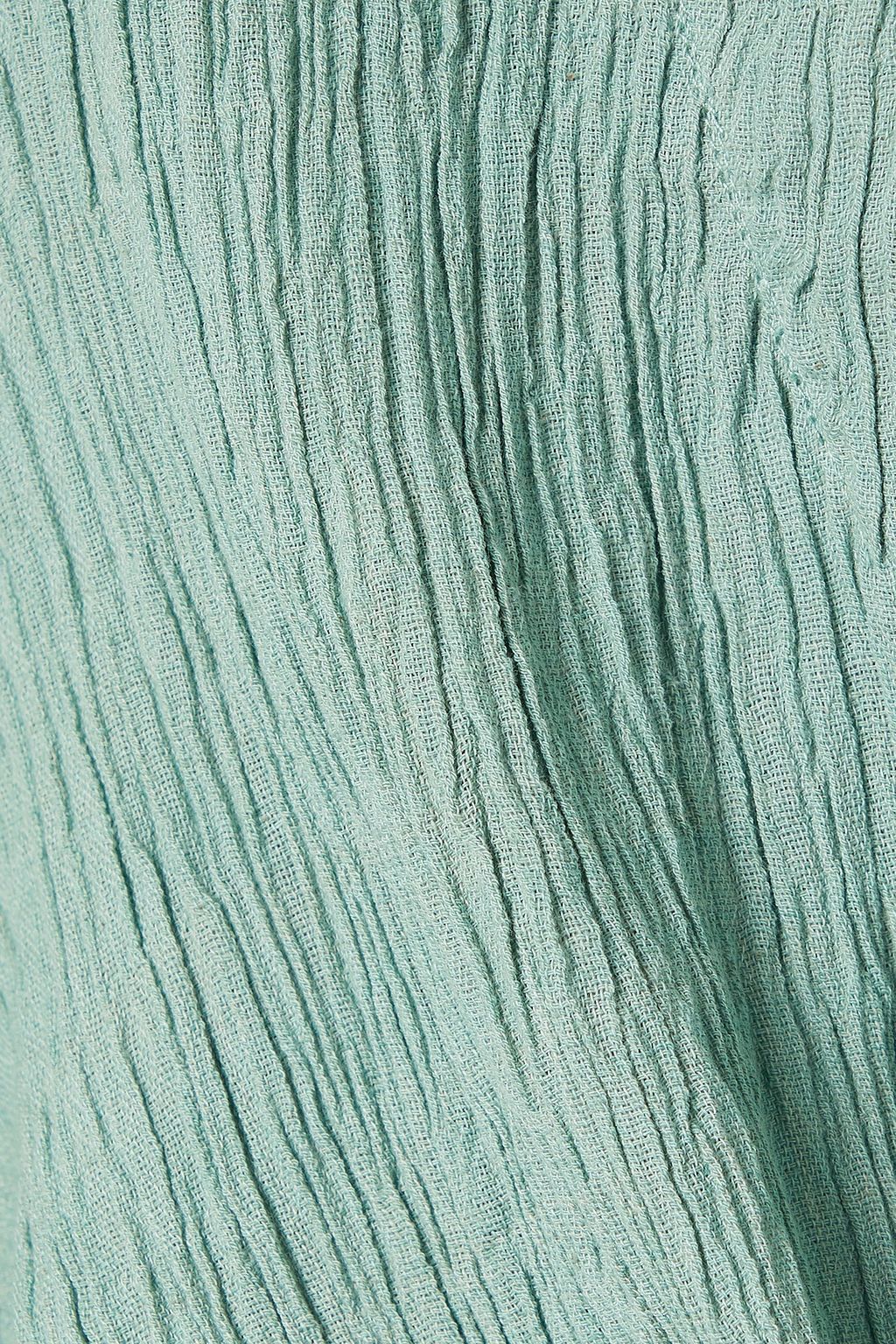 SAVANNAH MORROW Adira tie-front crinkled cotton-gauze top