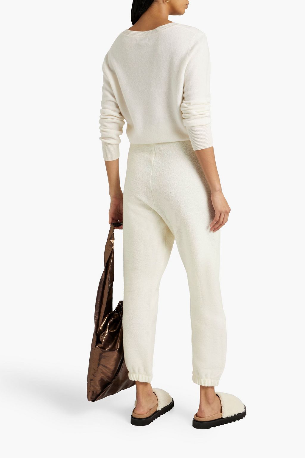 LESET Bella brushed wool-blend track pants