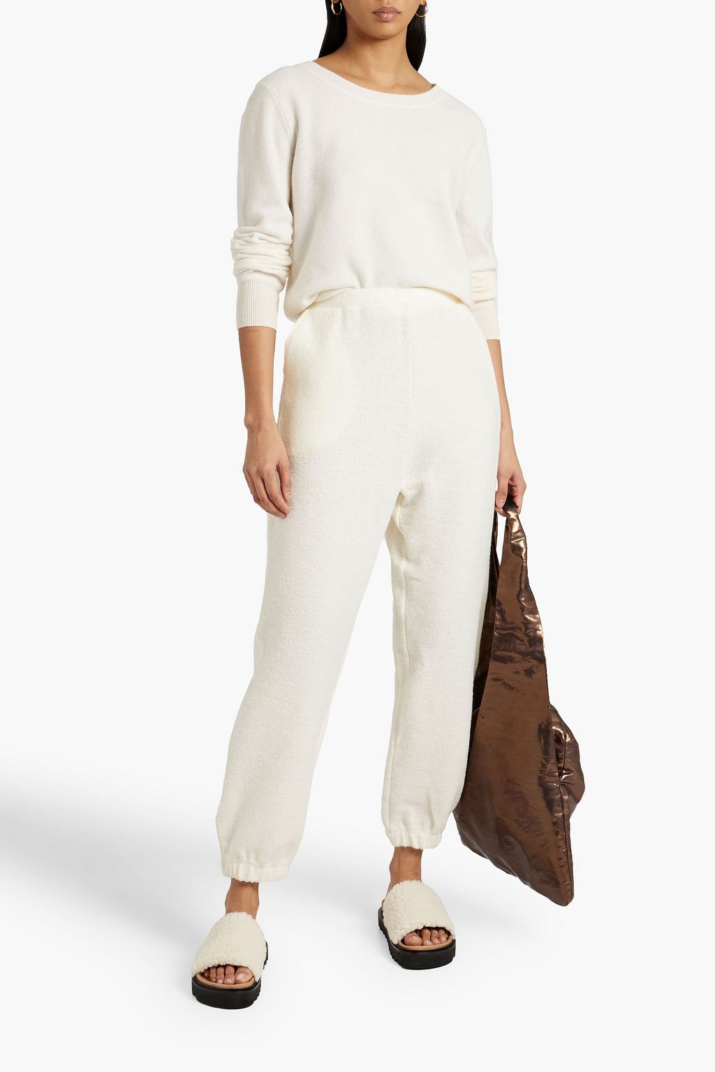 LESET Bella brushed wool-blend track pants
