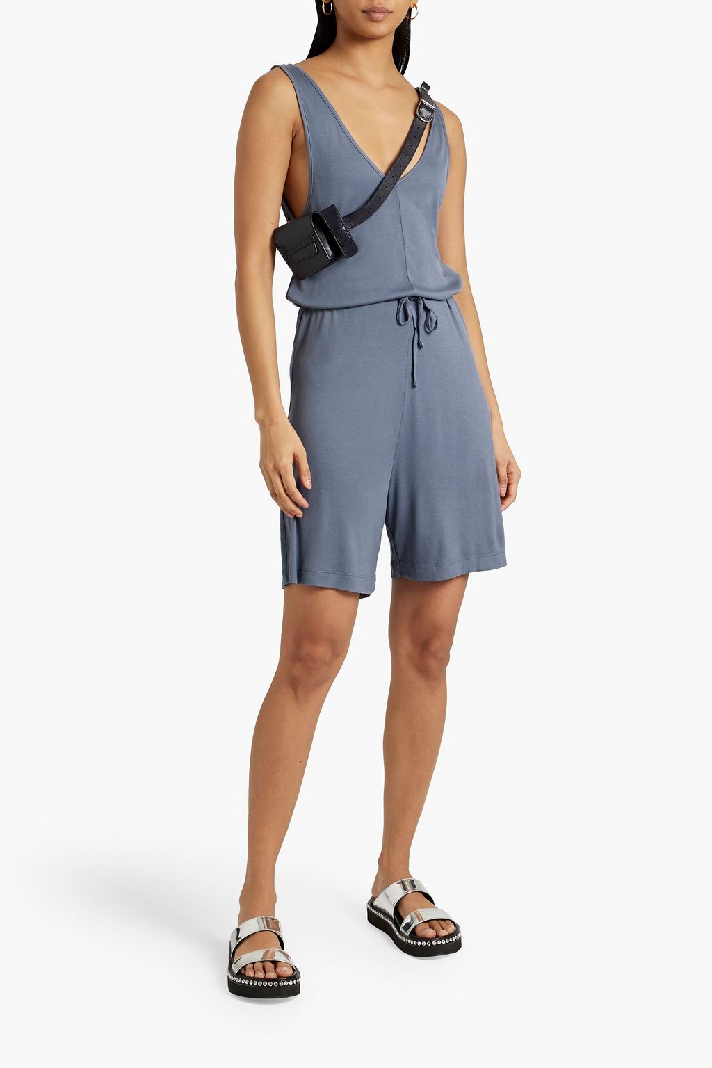 NINETY PERCENT Belted jersey playsuit