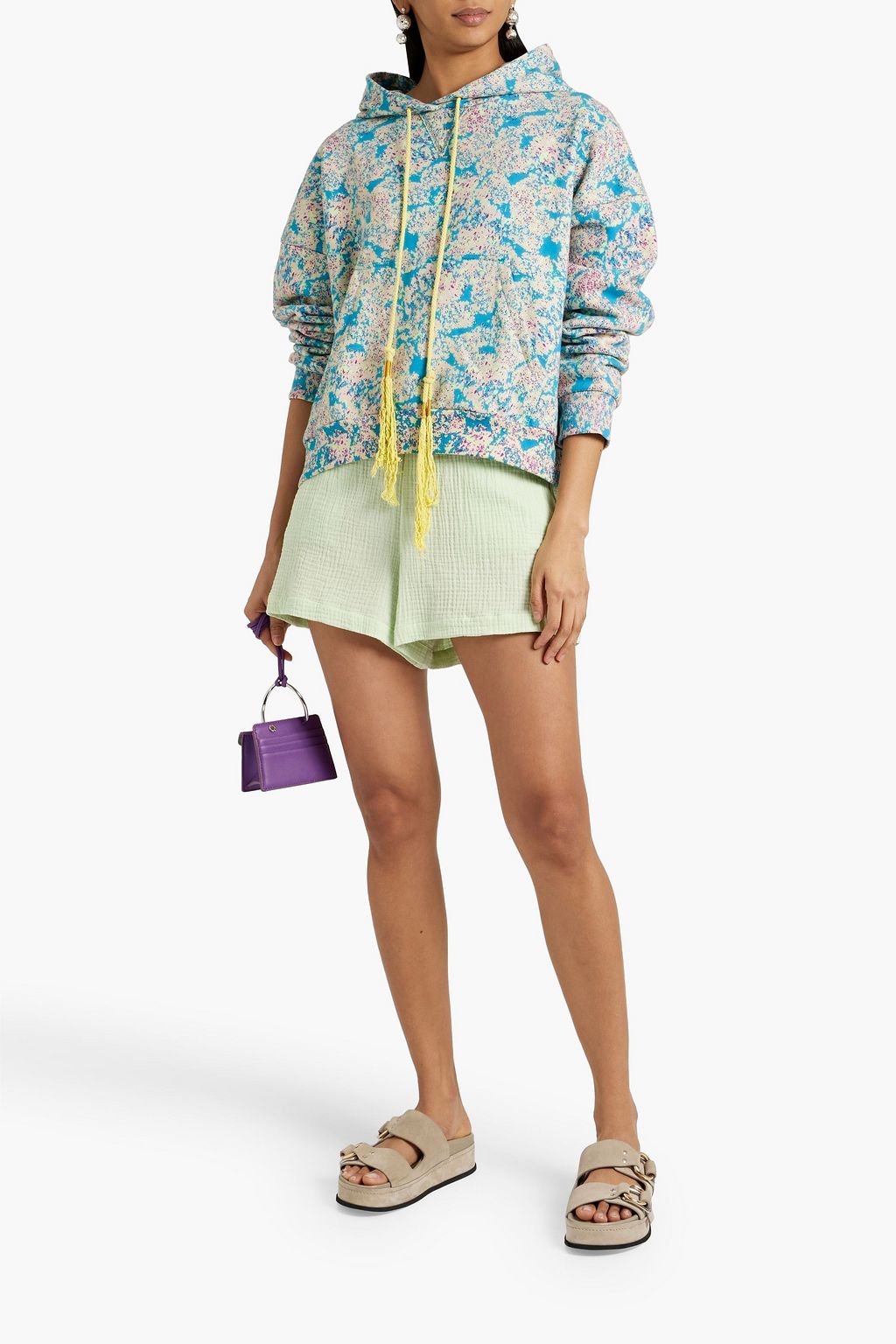 YVONNE S Printed French cotton-terry hoodie