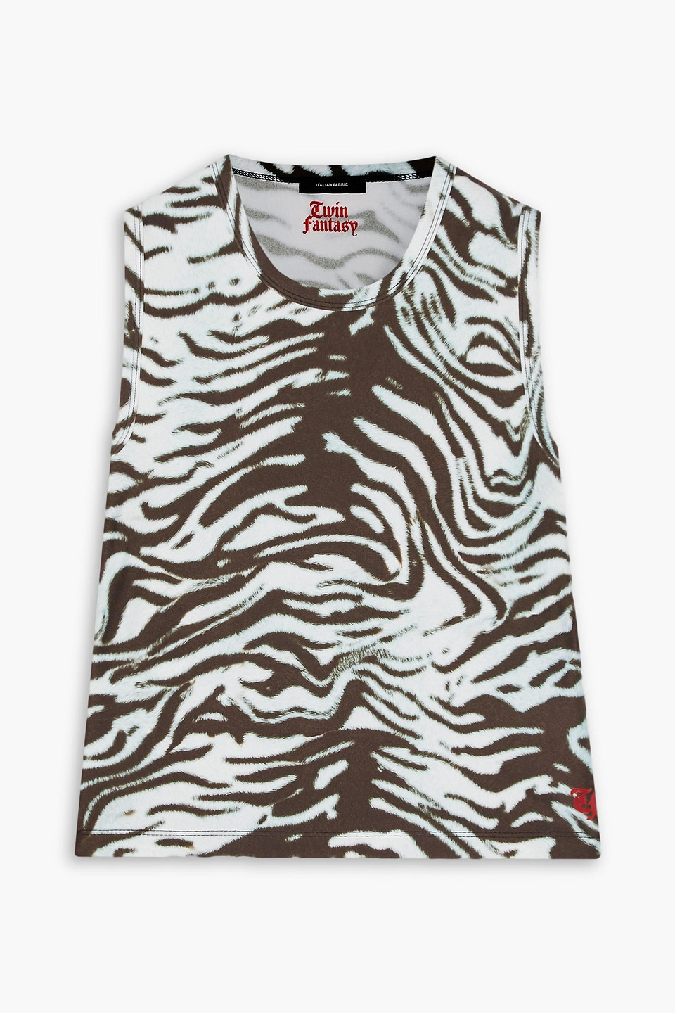 Cropped tiger-print stretch tank