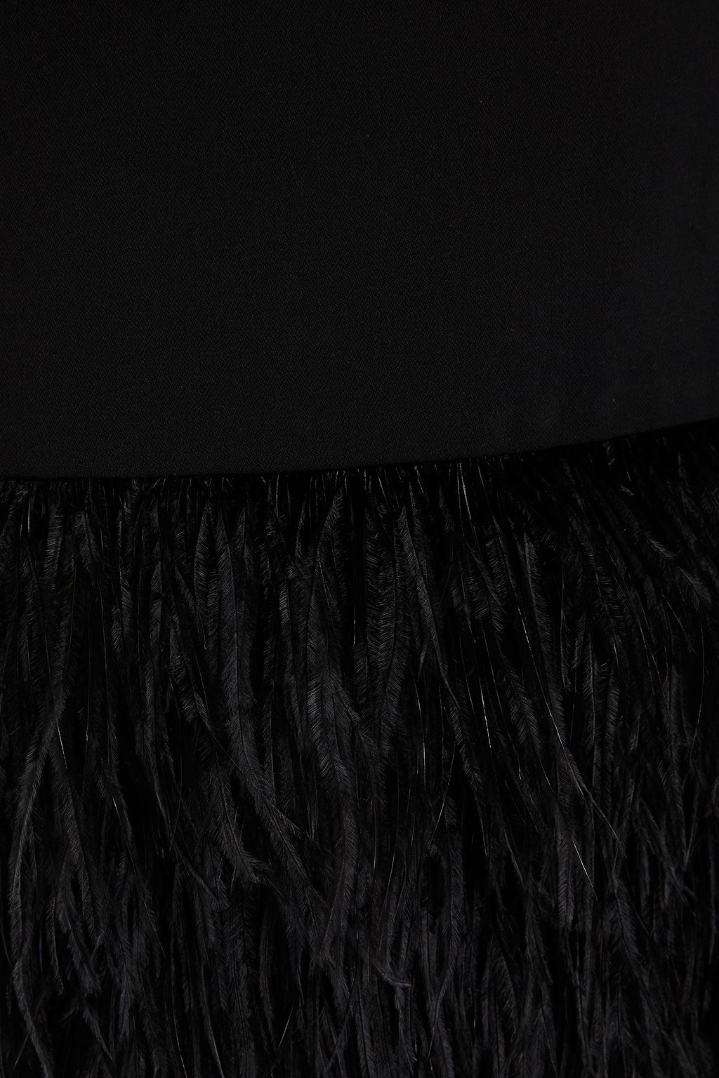 ML MONIQUE LHUILLIER Feather-embellished crepe de chine midi dress