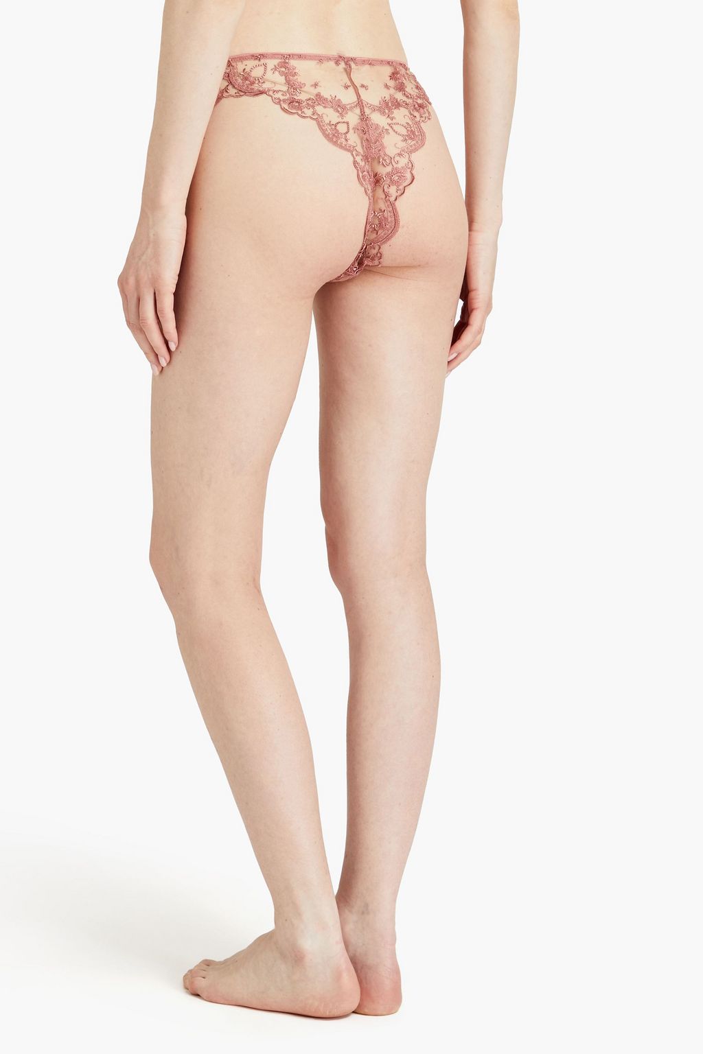I.D. SARRIERI Lolita embroidered tulle mid-rise thong
