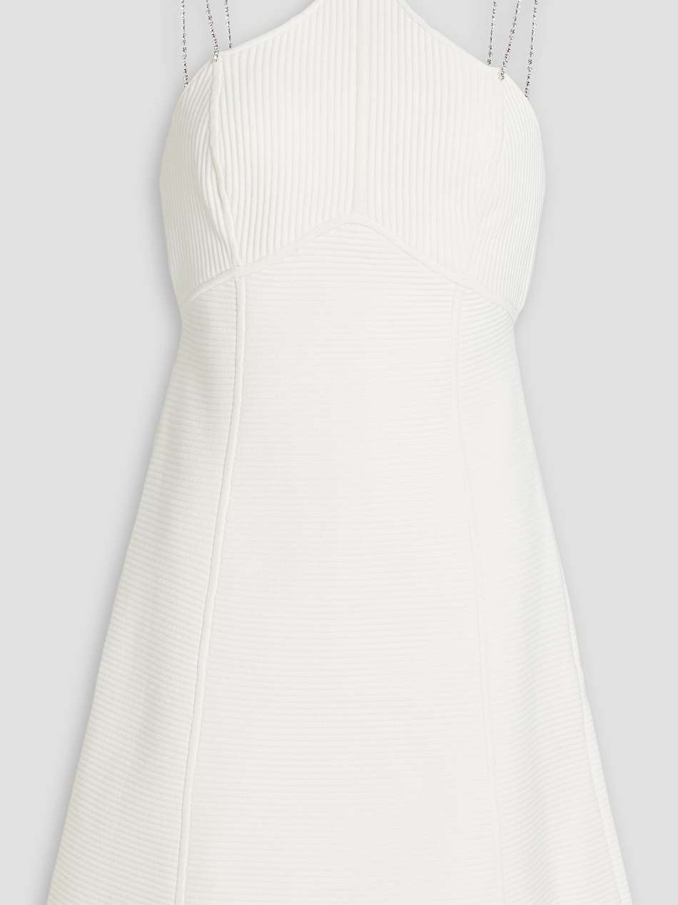 crystal-embellished ribbed-knit mini dress