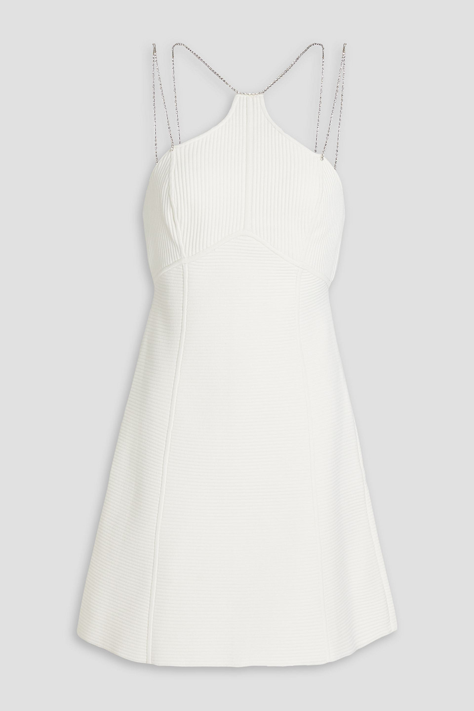 Hervé Léger Crystal-embellished ribbed-knit mini dress