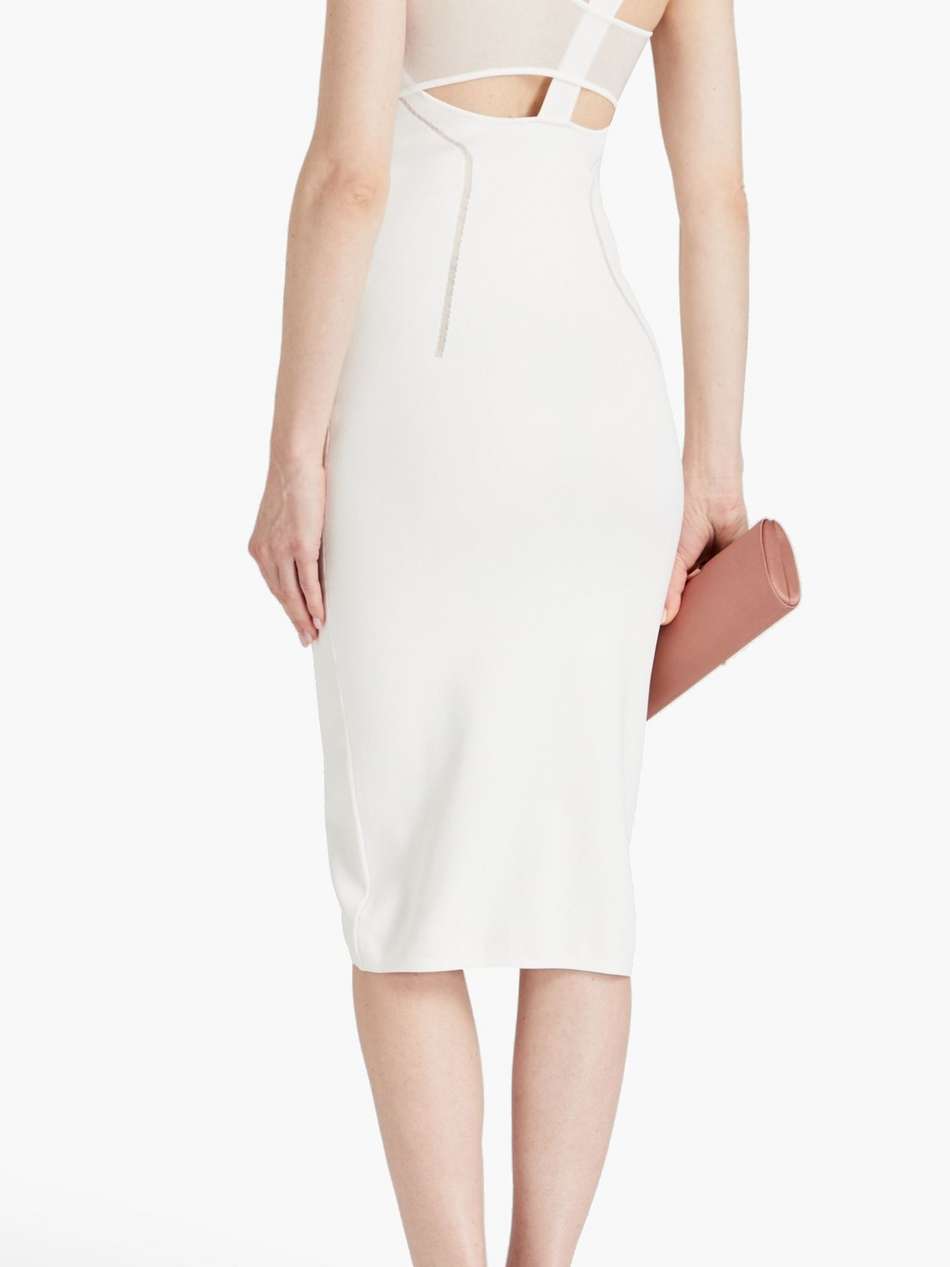 tulle-trimmed stretch-knit midi dress