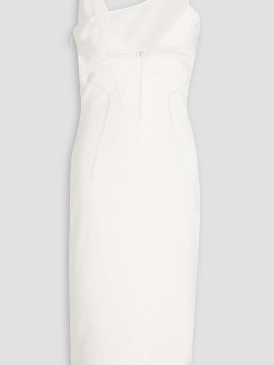 tulle-trimmed stretch-knit midi dress