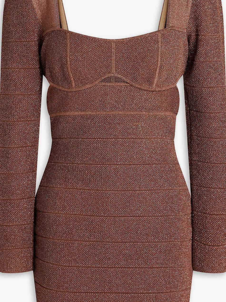 cutout metallic bandage mini dress