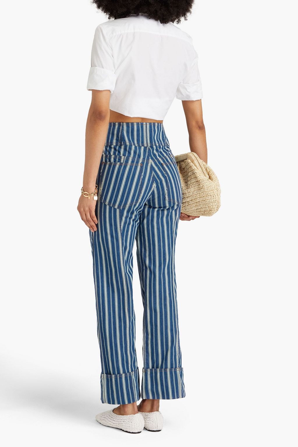 ULLA JOHNSON Marlowe striped high-rise straight-leg jeans