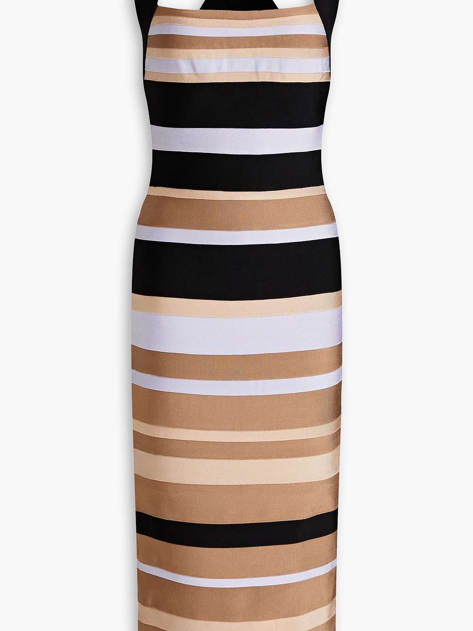 striped bandage midi dress