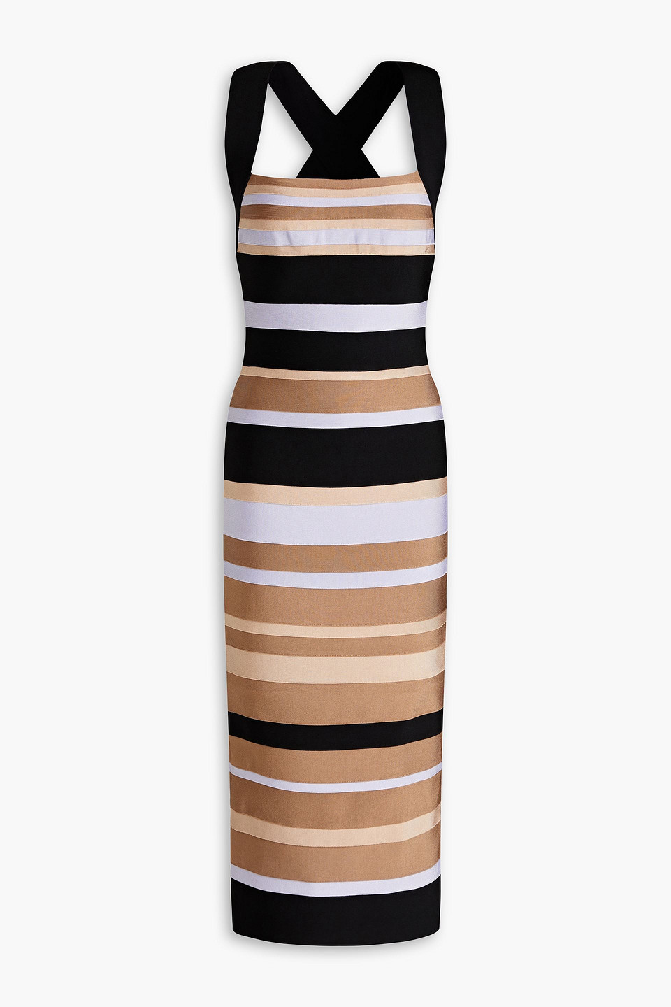 Hervé Léger Striped bandage midi dress