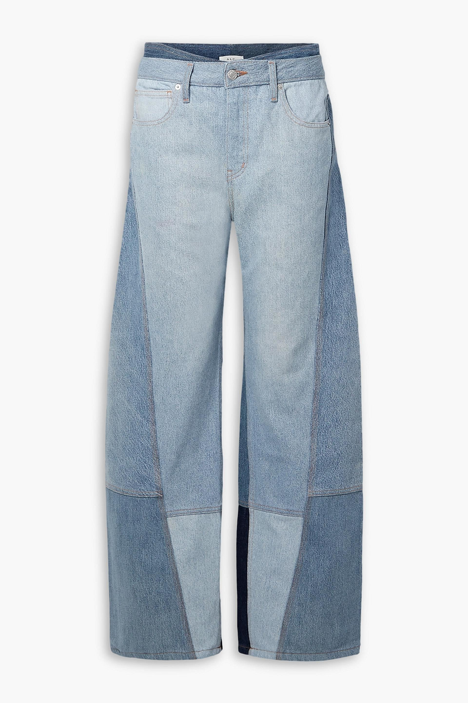 A.l.c Travis Paneled Mid-rise Wide-leg Jeans In Mid Denim