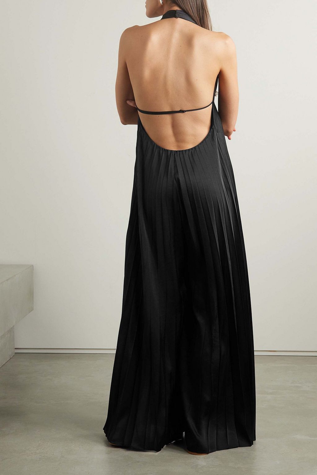 A.L.C. Rio pleated satin halterneck jumpsuit