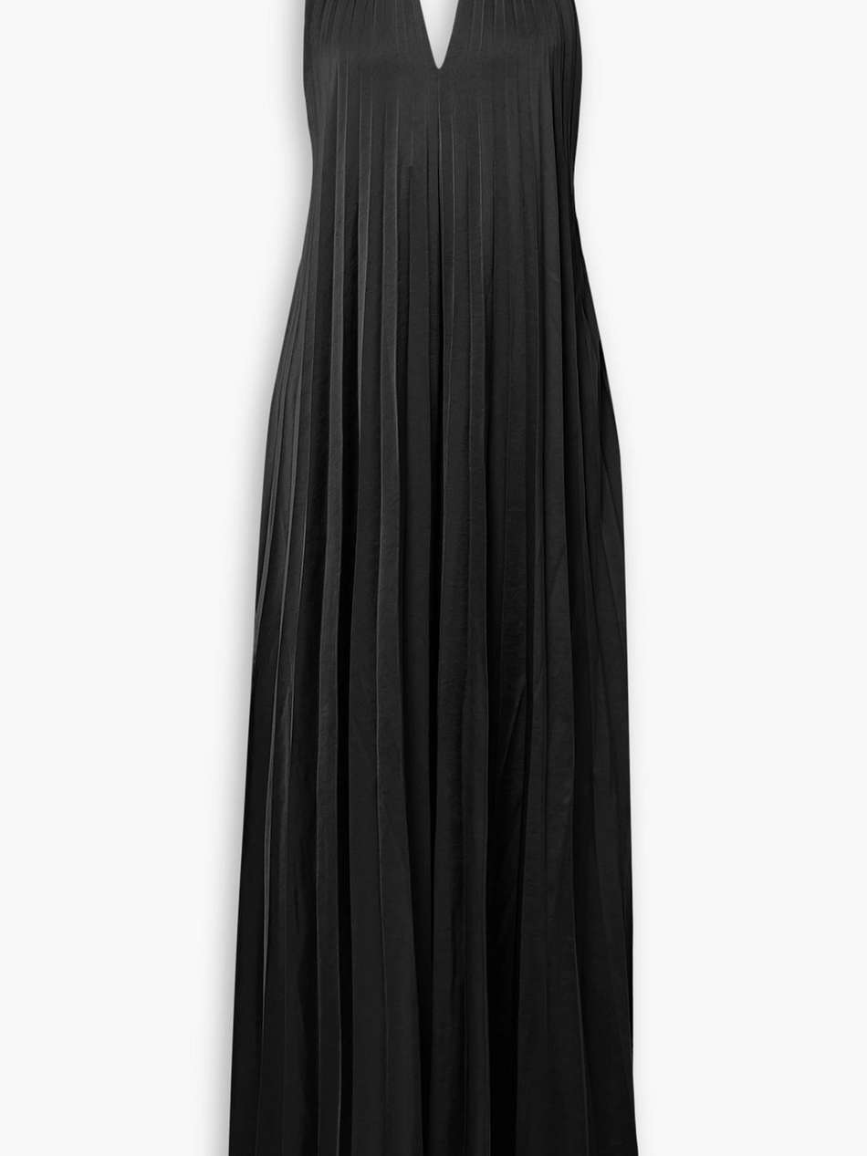 rio pleated satin halterneck jumpsuit