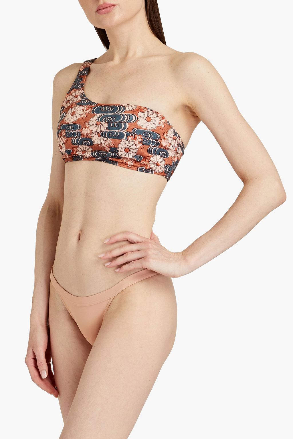 ULLA JOHNSON Reina one-shoulder floral-print bikini top