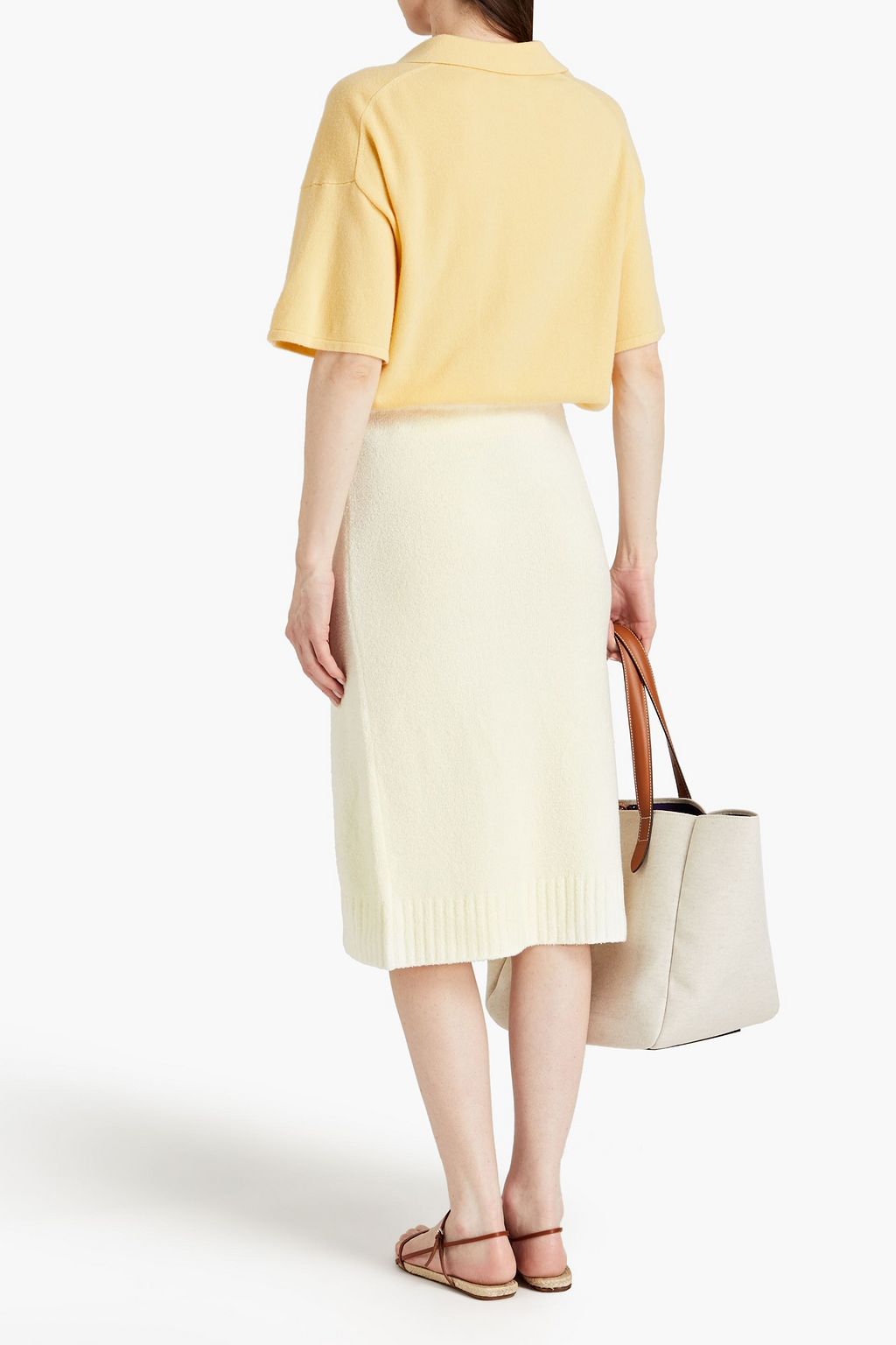 L'AGENCE Nancy bouclé-knit midi pencil skirt