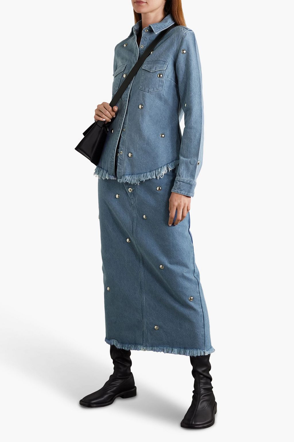 MARQUES' ALMEIDA Frayed studded denim shirt