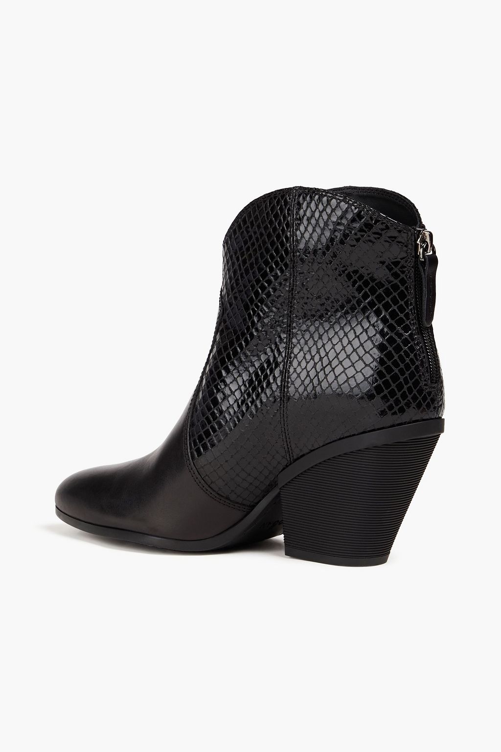HOGAN Smooth and snake-effect leather ankle boots