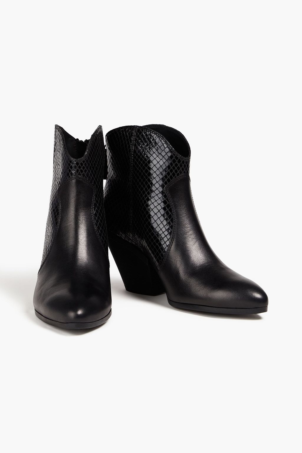 HOGAN Smooth and snake-effect leather ankle boots