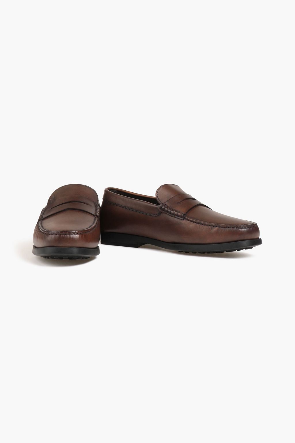 TOD'S Burnished leather penny loafers
