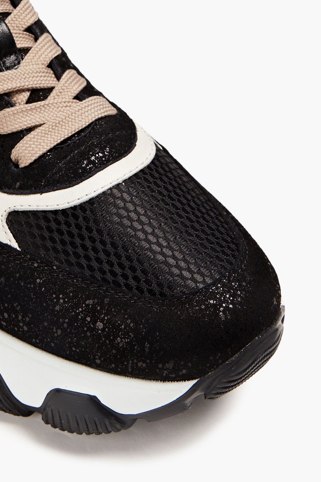HOGAN Leather, calf-hair and mesh sneakers