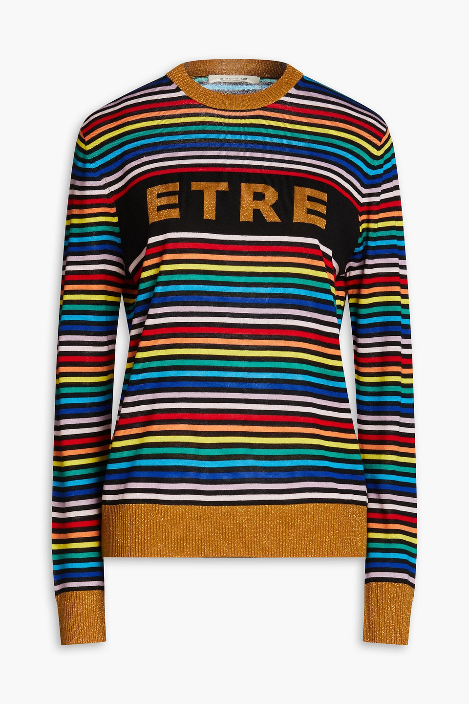 Striped intarsia wool-blend sweater