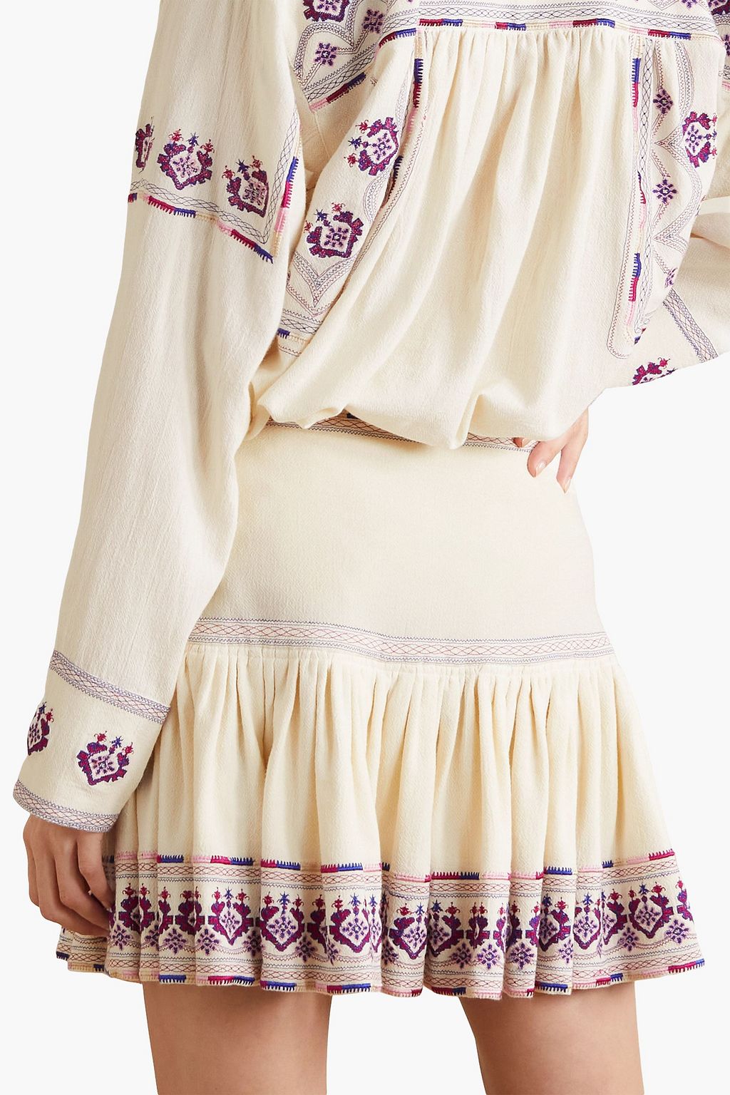 MARANT ÉTOILE Tyruss ruffled embroidered cotton-jacquard mini skirt
