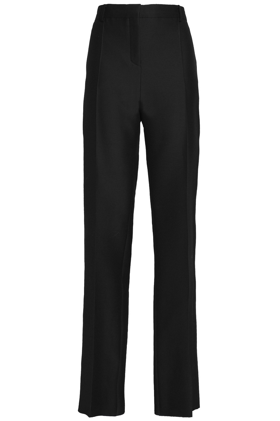 Shop Valentino Grain De Poudre Wool And Silk-blend Straight-leg Pants In Black