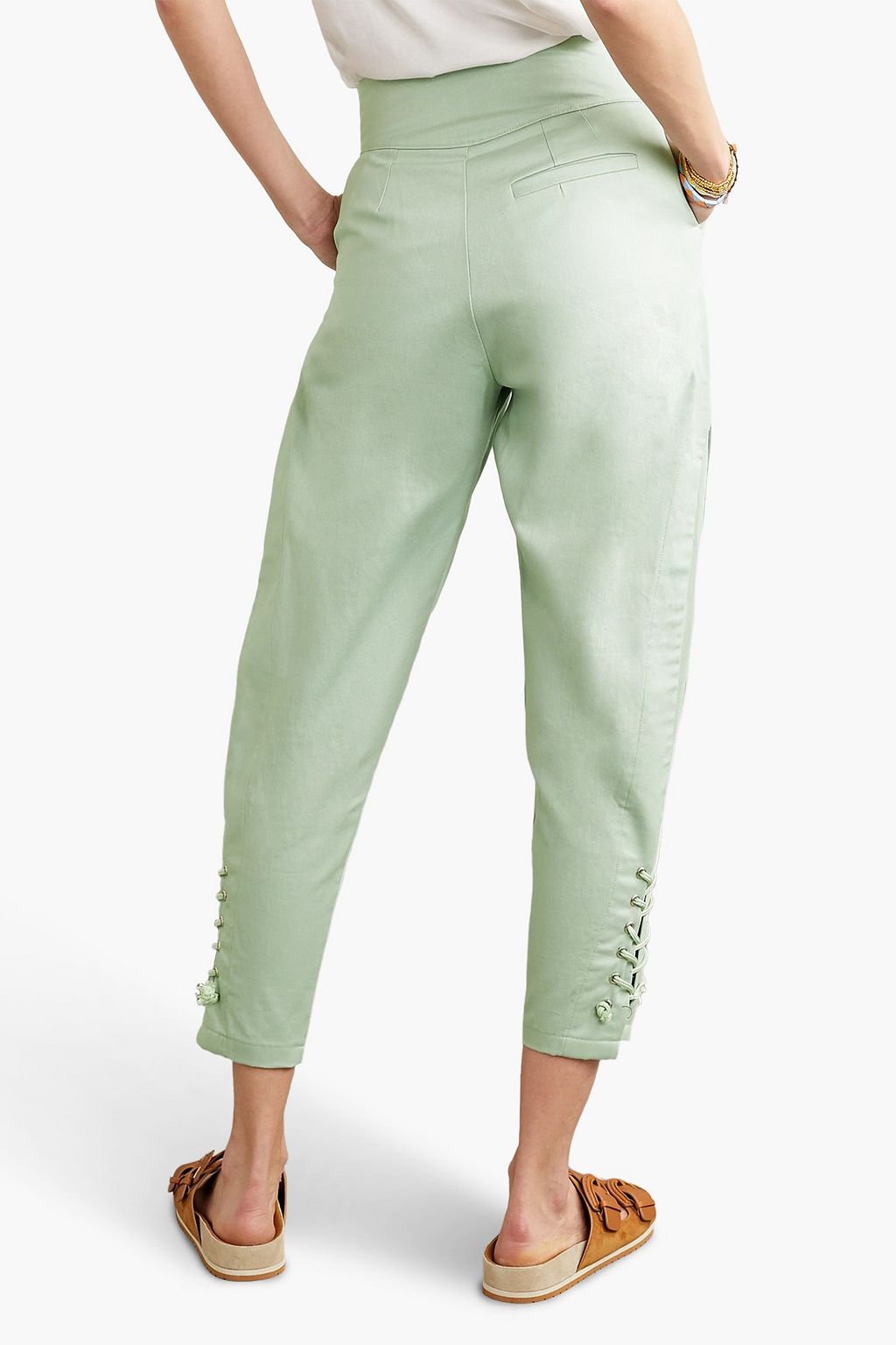 PARADISED Arielle lace-up cotton-twill tapered pants