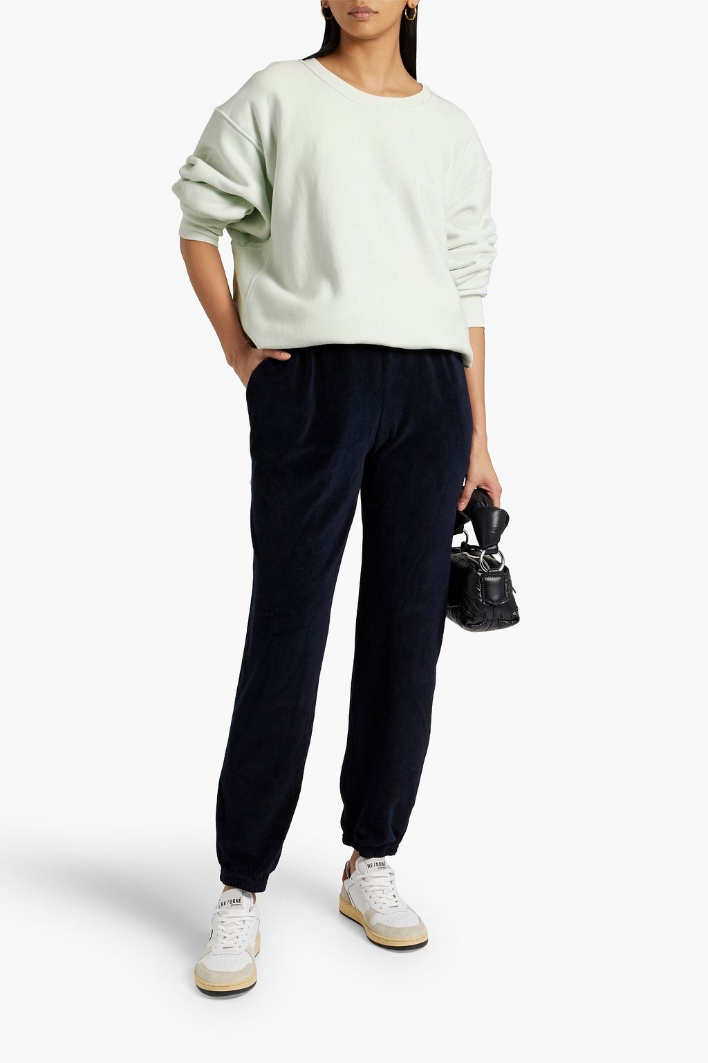 LES TIEN Cotton-blend velour track pants