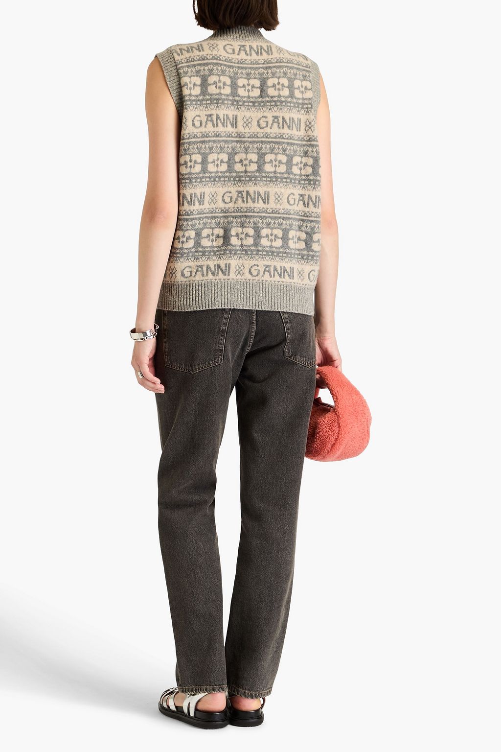 GANNI Jacquard-knit vest