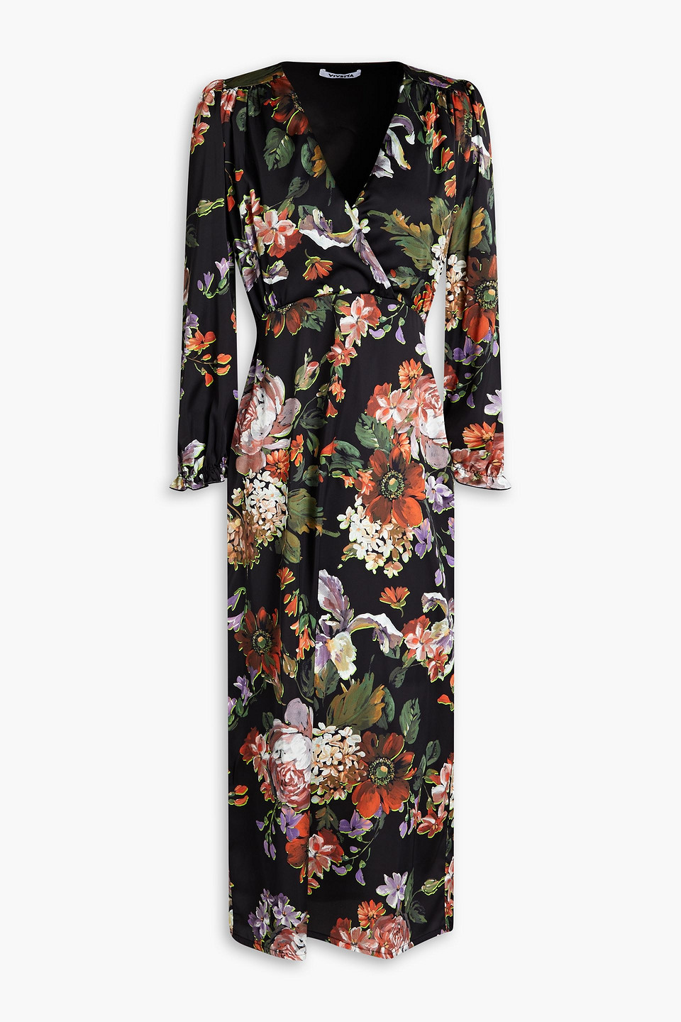 Floral-print stretch-satin midi dress