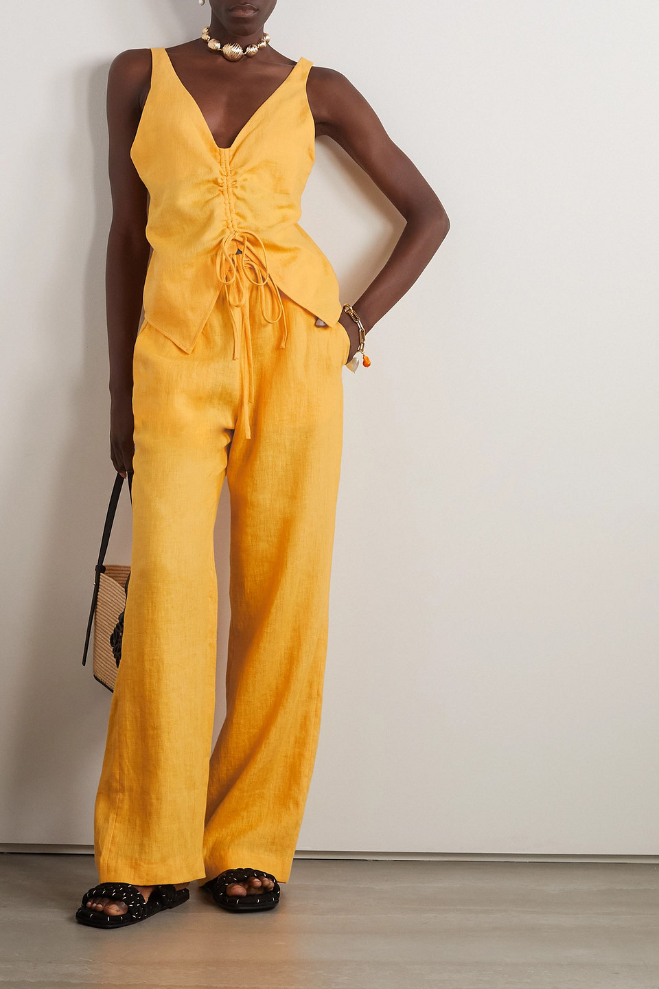 NANUSHKA POLYKA LINEN WIDE-LEG PANTS