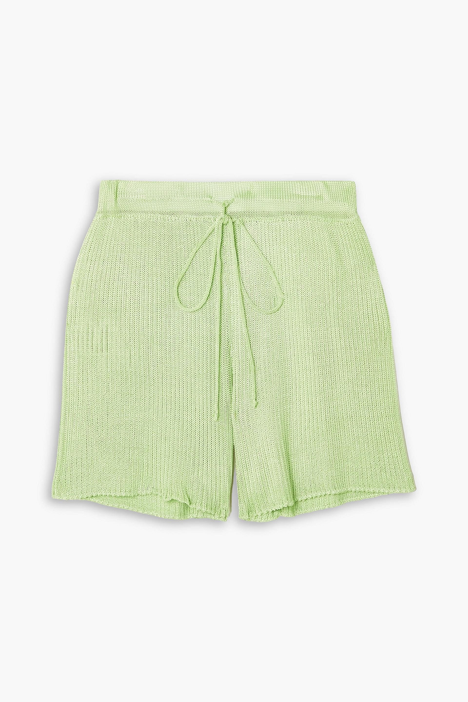 Calle Del Mar Ribbed-knit Shorts In Light Green