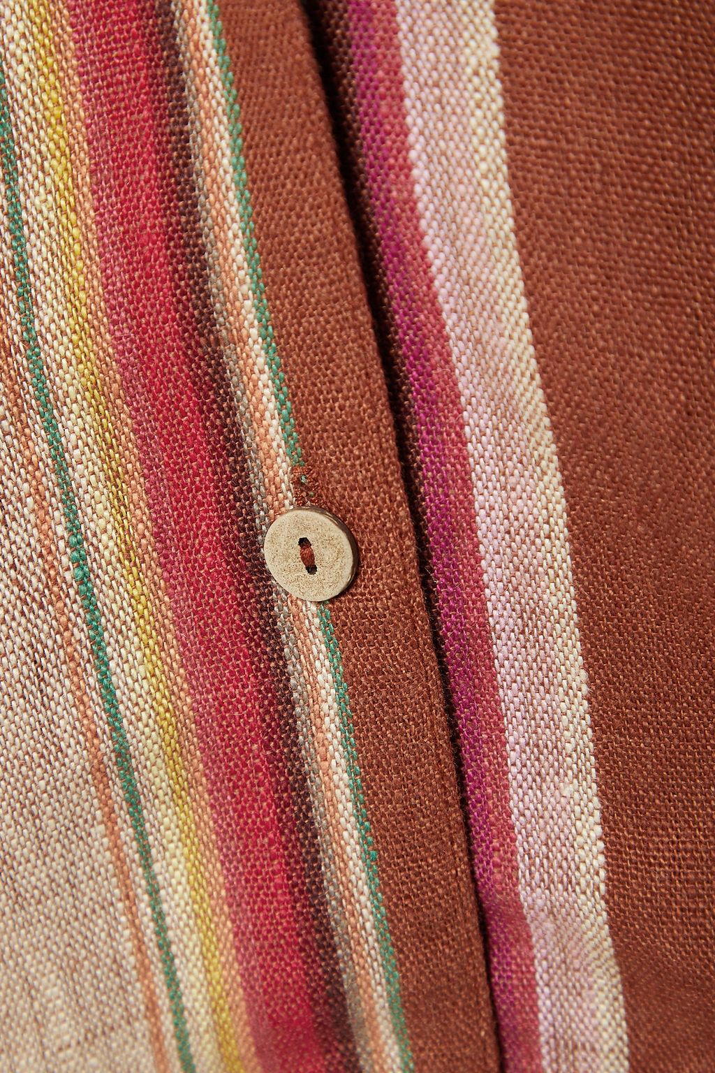 MIGUELINA Briar fringed striped linen shirt