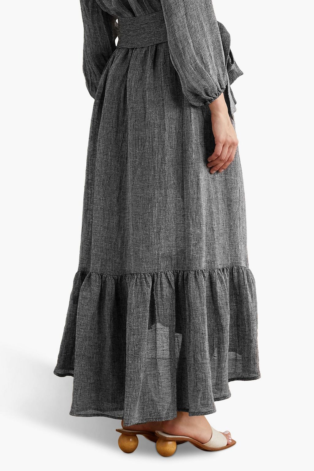 LISA MARIE FERNANDEZ Nicole ruffled linen-blend gauze midi skirt