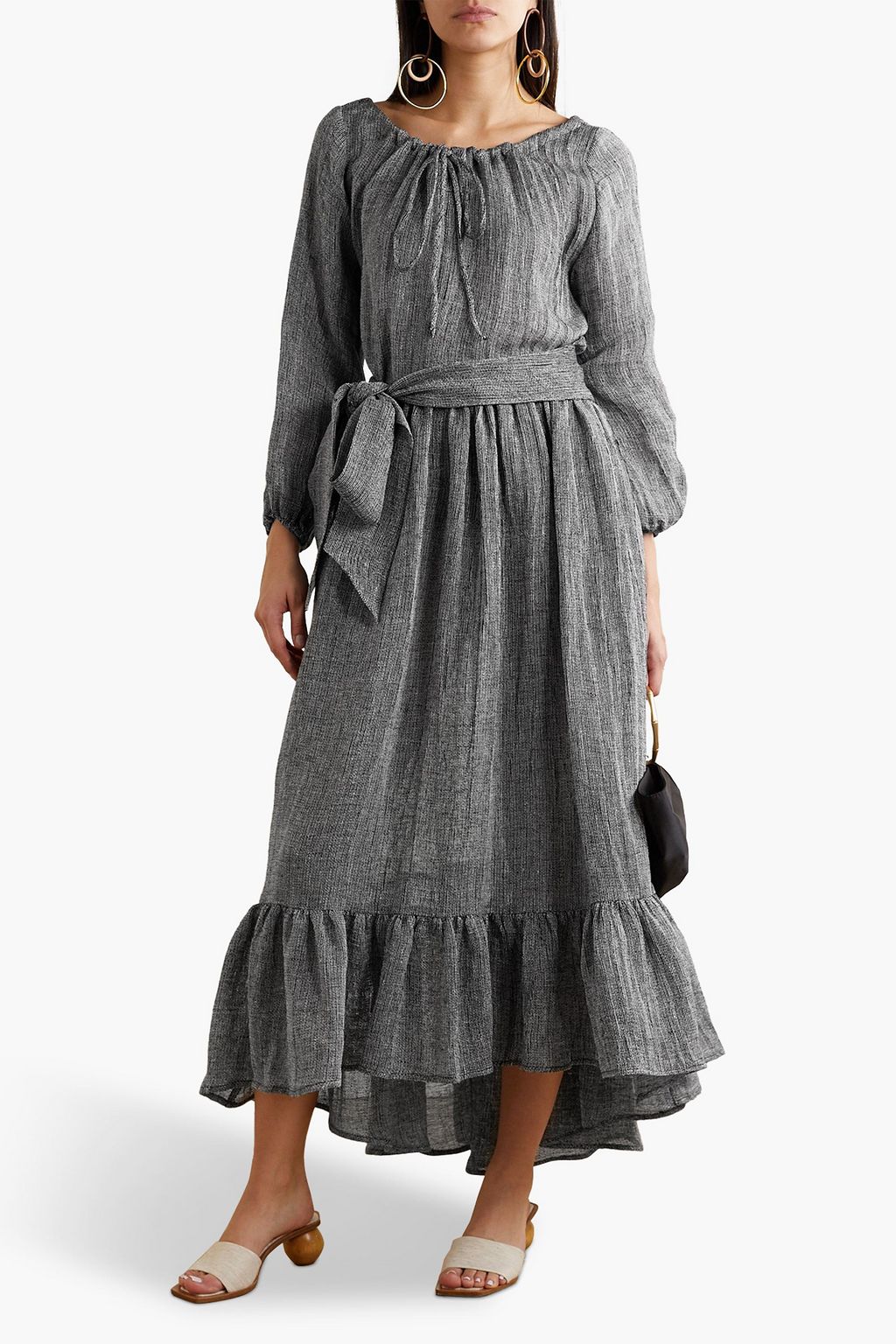 LISA MARIE FERNANDEZ Nicole ruffled linen-blend gauze midi skirt