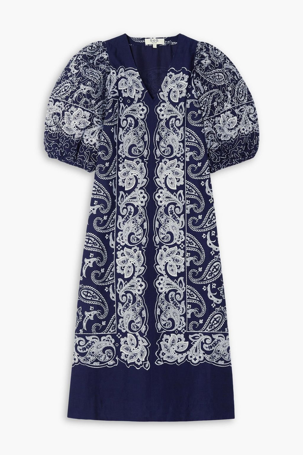 SEA Theodora embroidered printed cotton-voile midi dress | Sale up to 70%  off | THE OUTNET