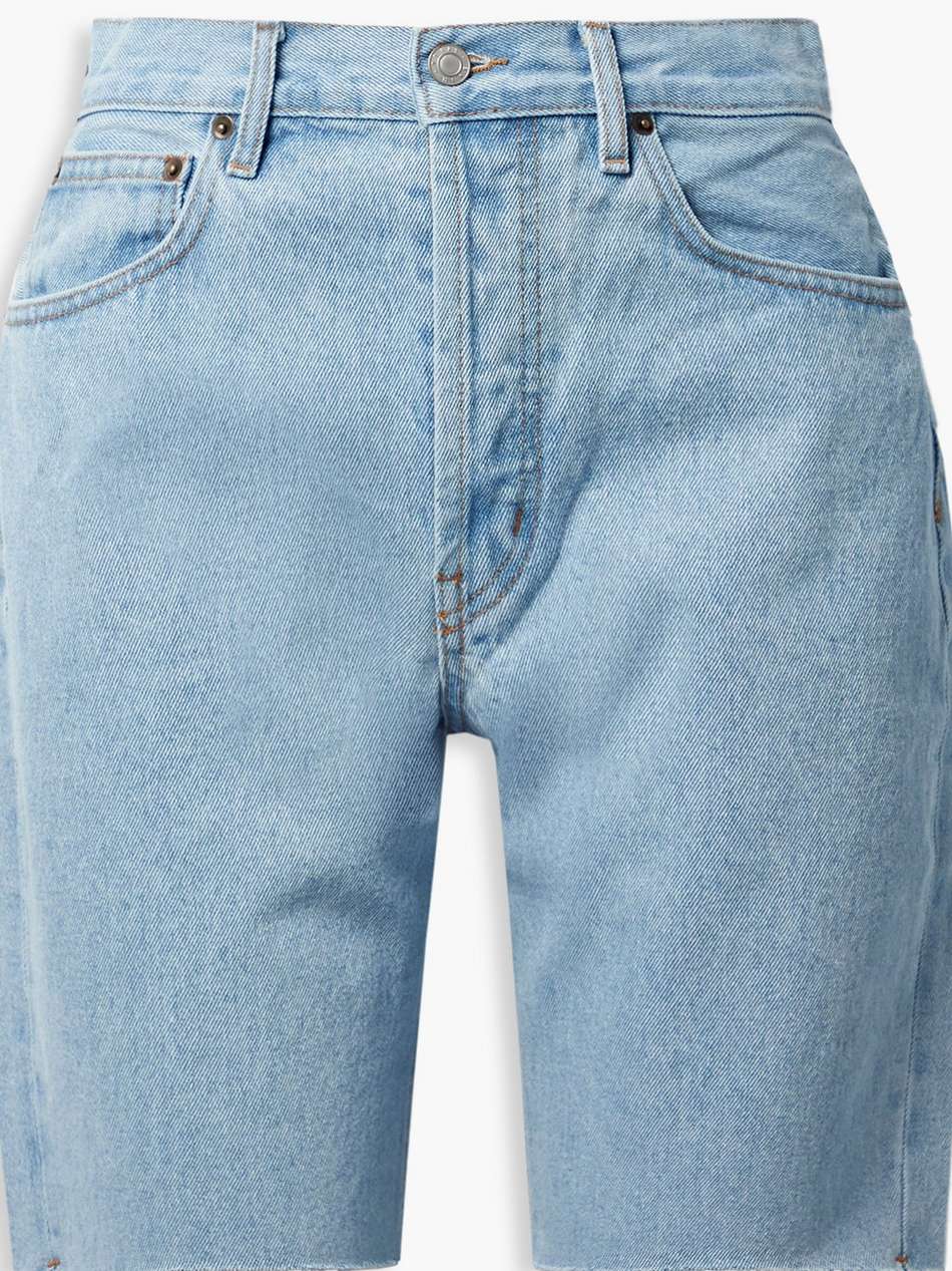 sunset frayed striped denim shorts