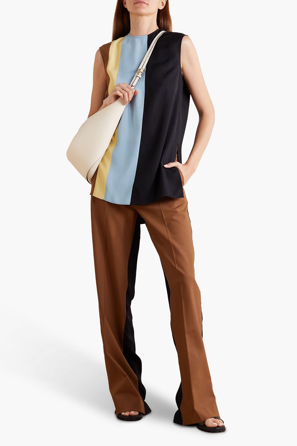 GAUCHERE Tomke twill, crepe and wool-blend top